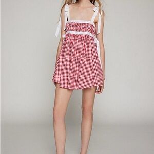 Women's Red Kimchi Georgie Gingham Babydoll Mini Dress